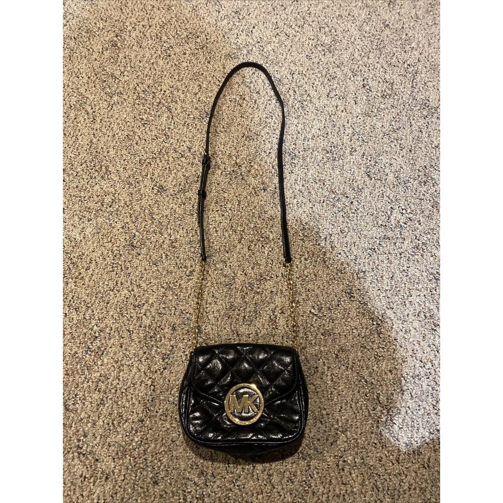 Michael Kors Fulton Small Quilted Leather Black Crossbody Bag